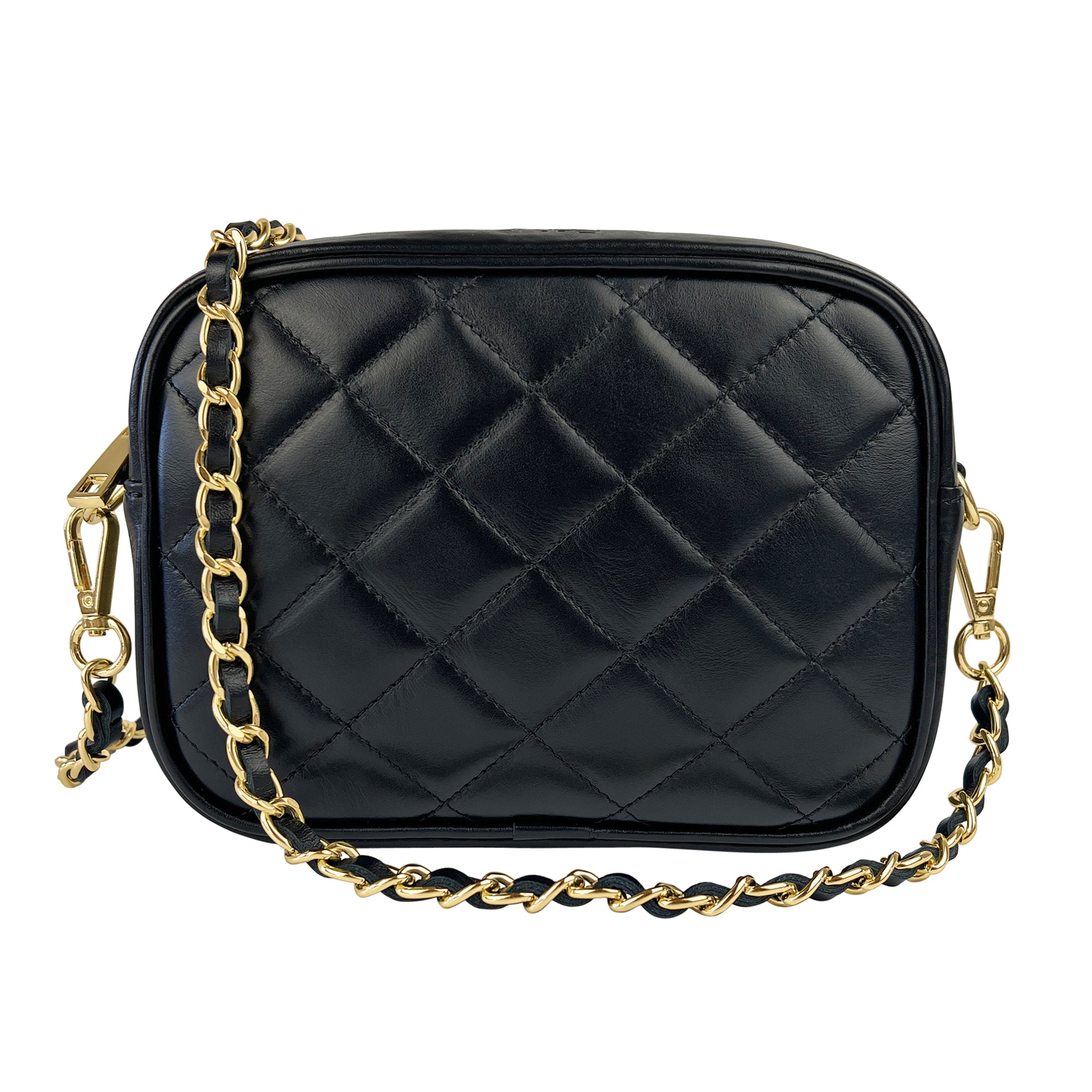 Borsa Donna a Tracolla, In Vera Pelle Trapuntata, Made in Italy, Modello Nora Parubi Borse Nero - foto prodotto